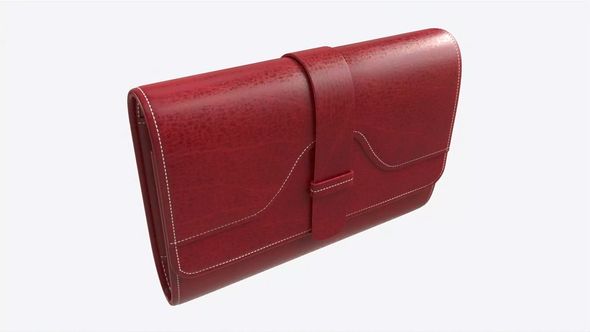 Leather Wallet for Women Red 3D model_0