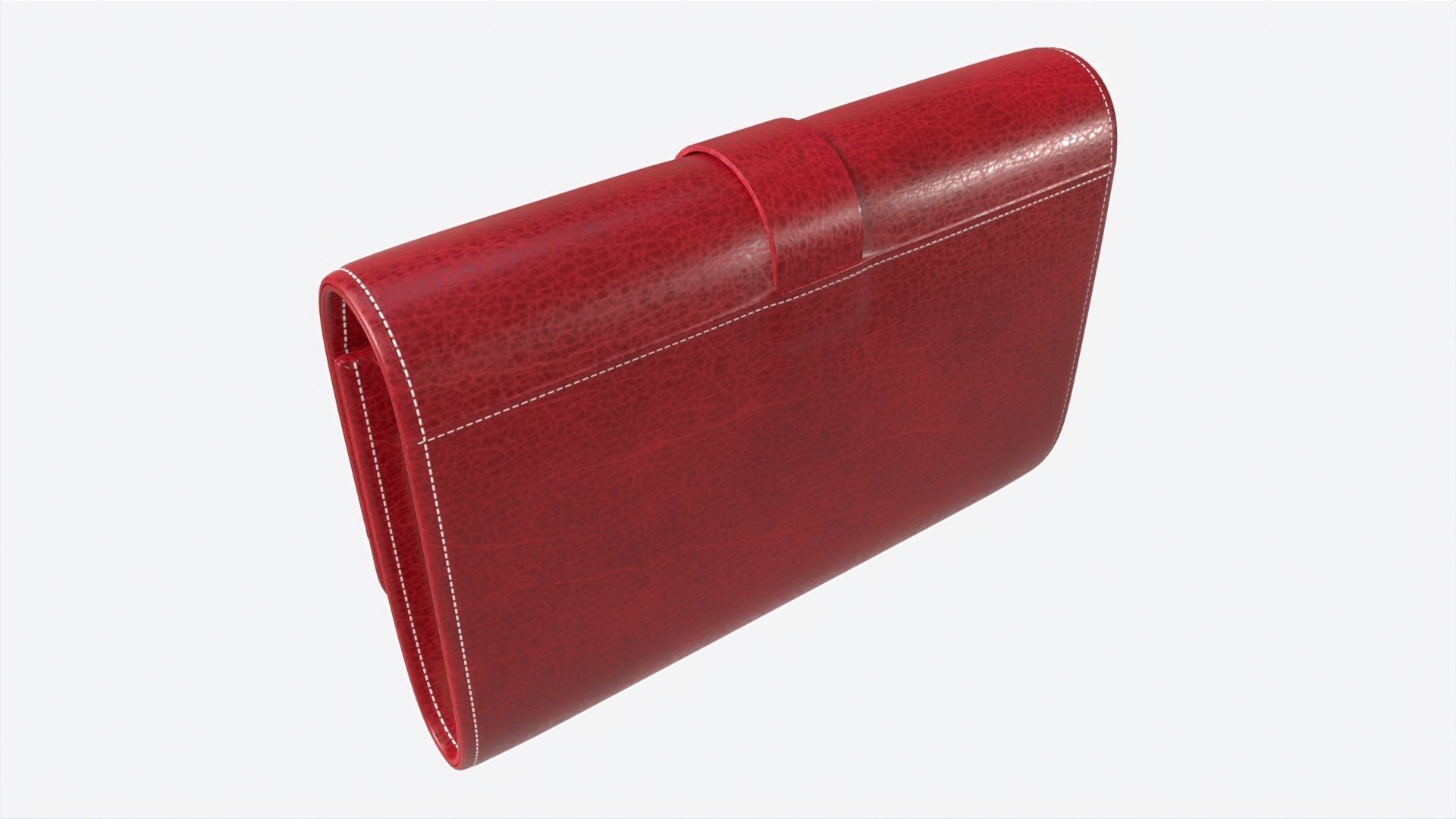Leather Wallet for Women Red 3D model_1