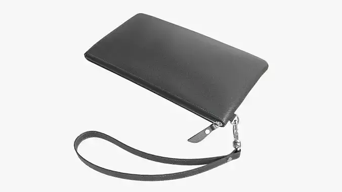 Leather Wallet for Women with Wrist Strap 3D model