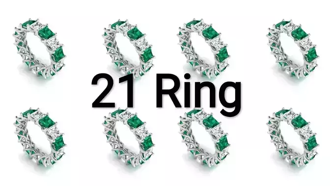 C12 The  luxury female ring with gems wedding  different size 21 3D Model Collection