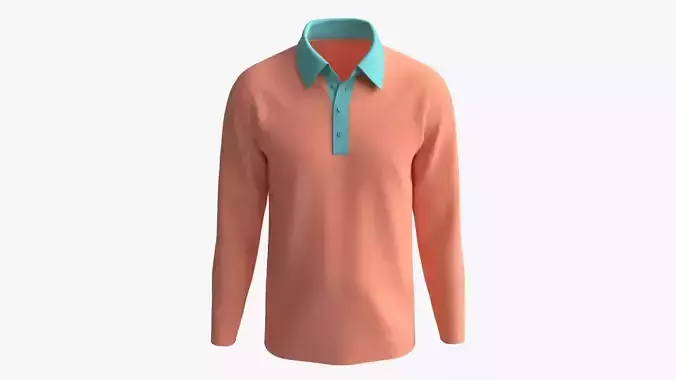 Long Sleeve Polo Shirt for Men Mockup 01 Pink