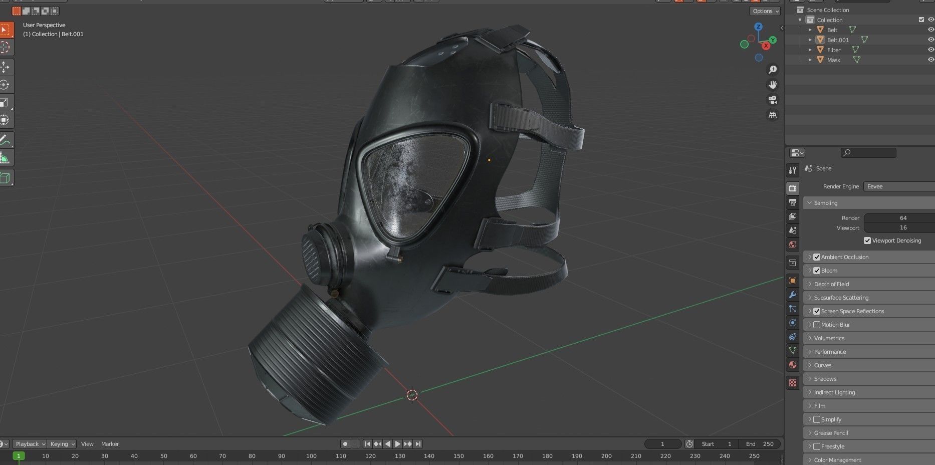Gas Mask 2 M85 Low-poly 3D model_29