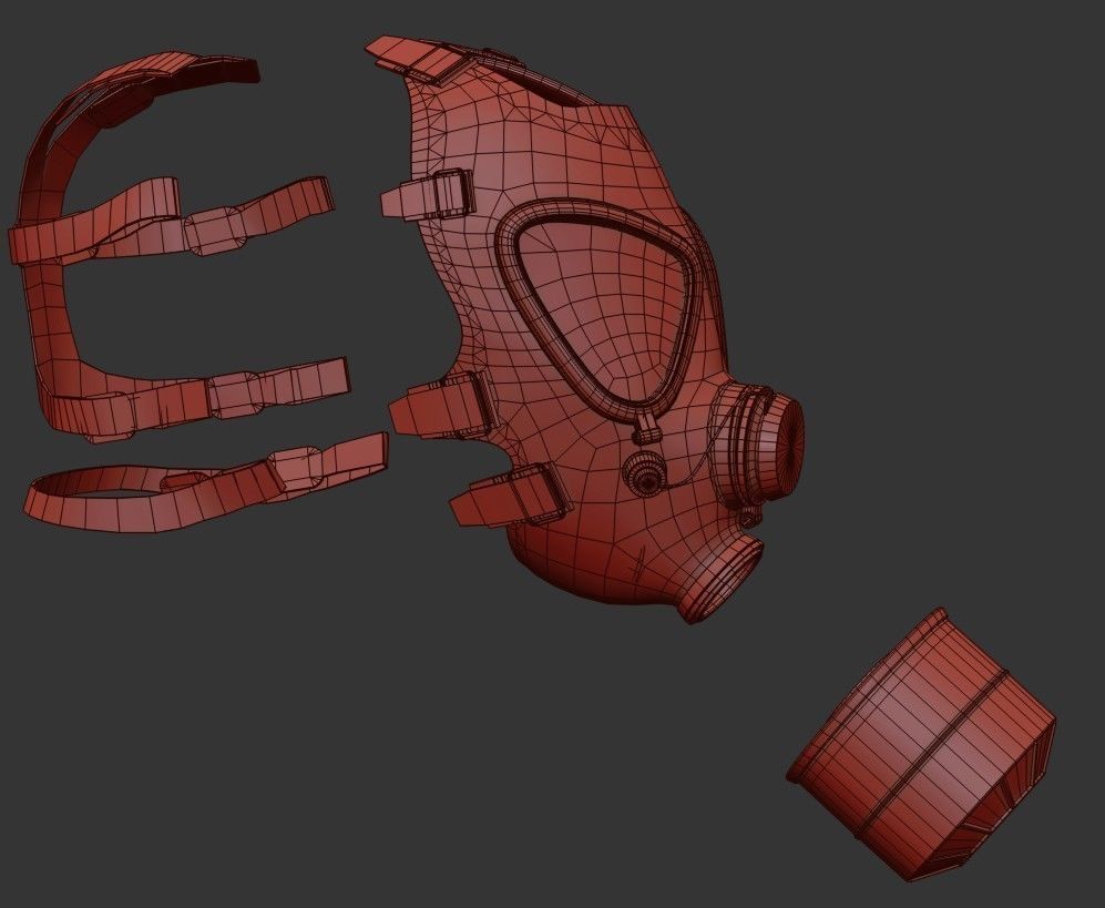 Gas Mask 2 M85 Low-poly 3D model_32