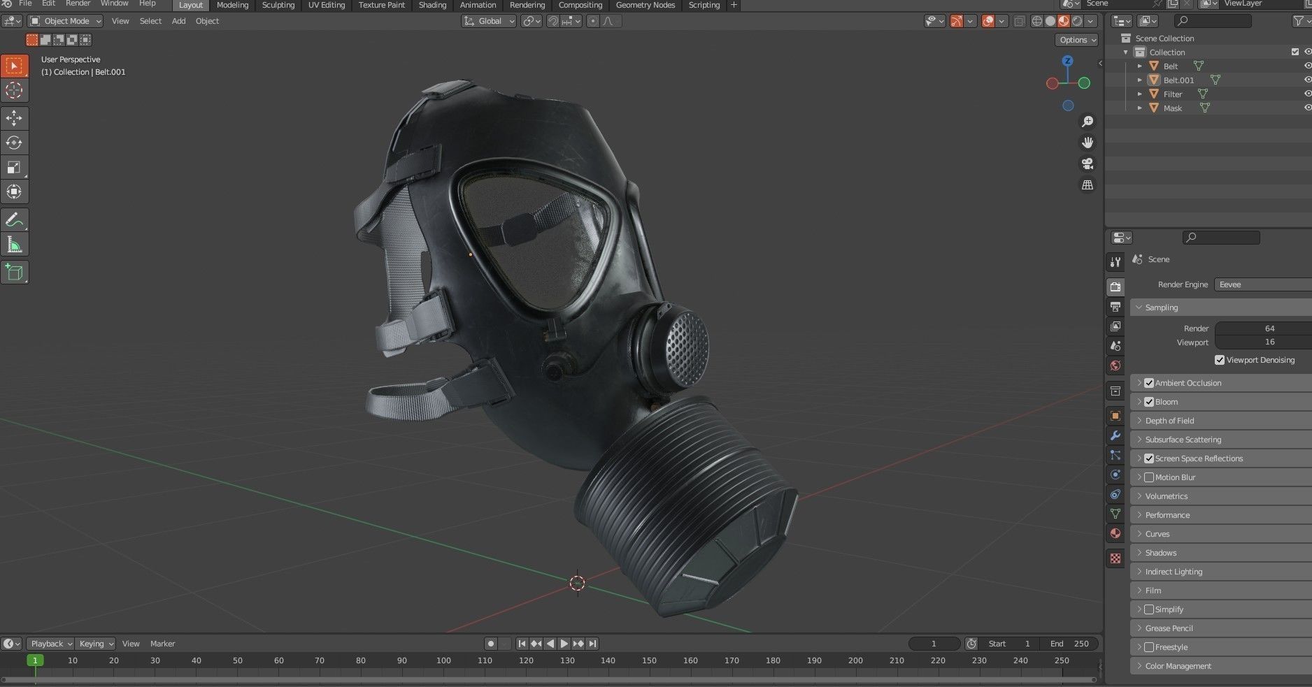 Gas Mask 2 M85 Low-poly 3D model_28