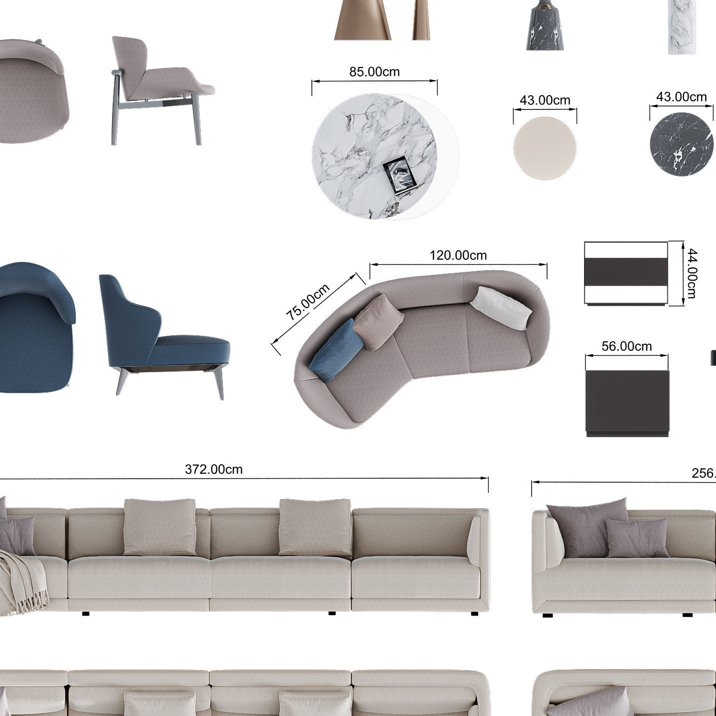 FLOOR PLAN 2d furniture top view 3D render realistic part 2 3D model_2