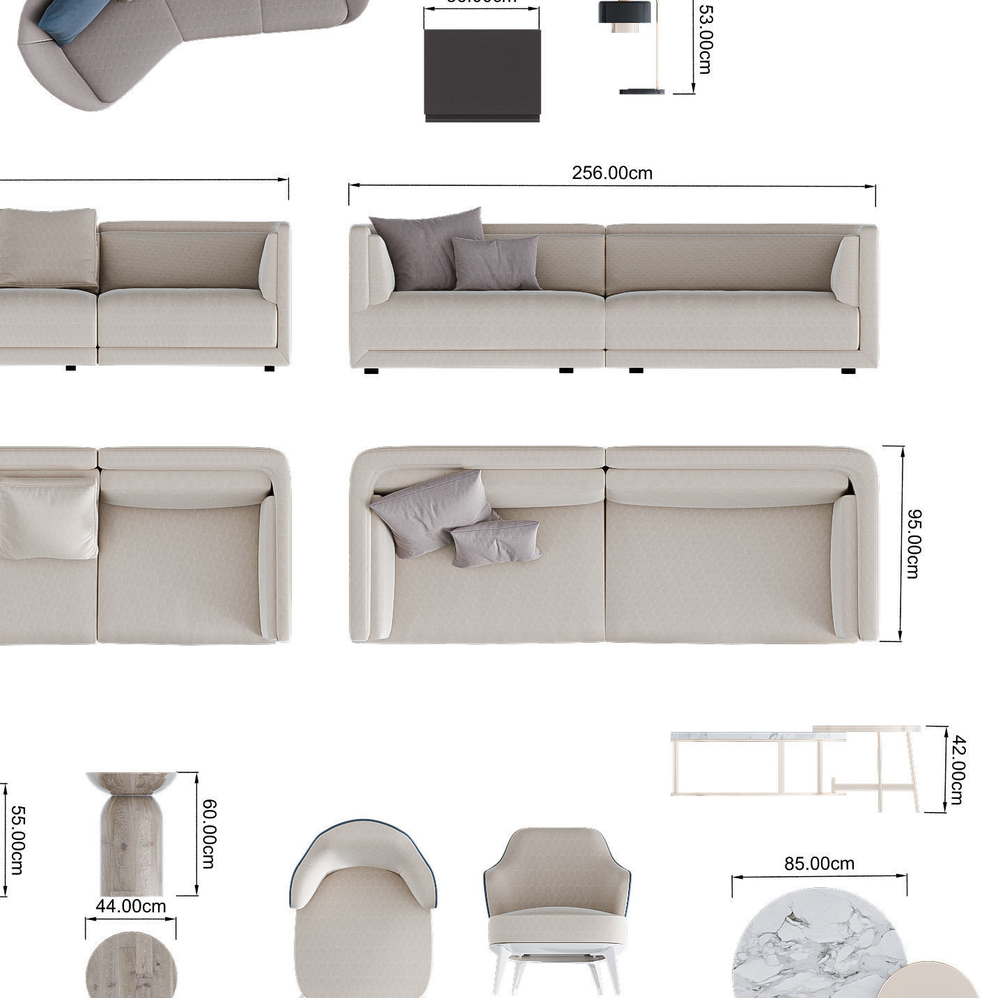 FLOOR PLAN 2d furniture top view 3D render realistic part 2 3D model_4