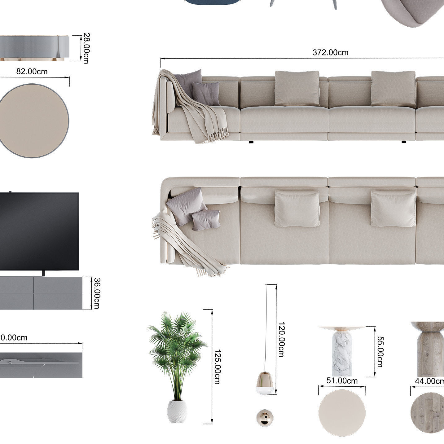 FLOOR PLAN 2d furniture top view 3D render realistic part 2 3D model_3