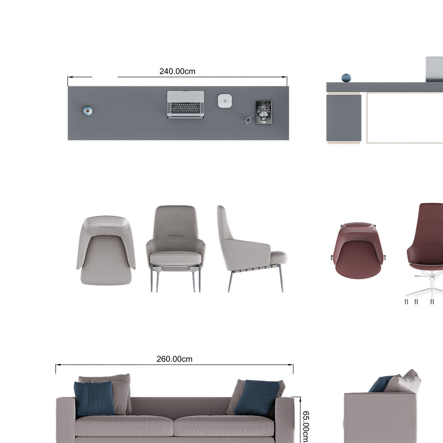 FLOOR PLAN 2d furniture top view 3D render realistic part 2 3D model_1