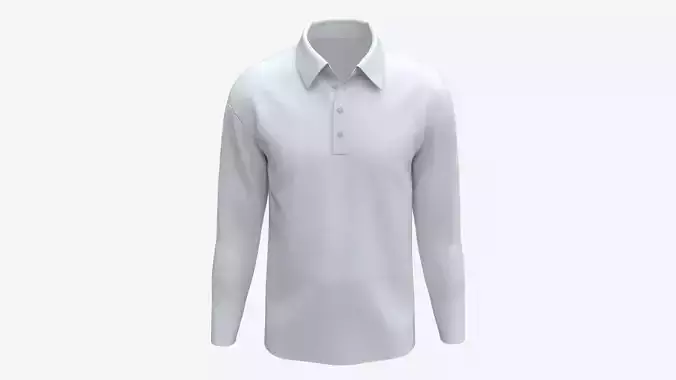 Long Sleeve Polo Shirt for Men Mockup 01 White
