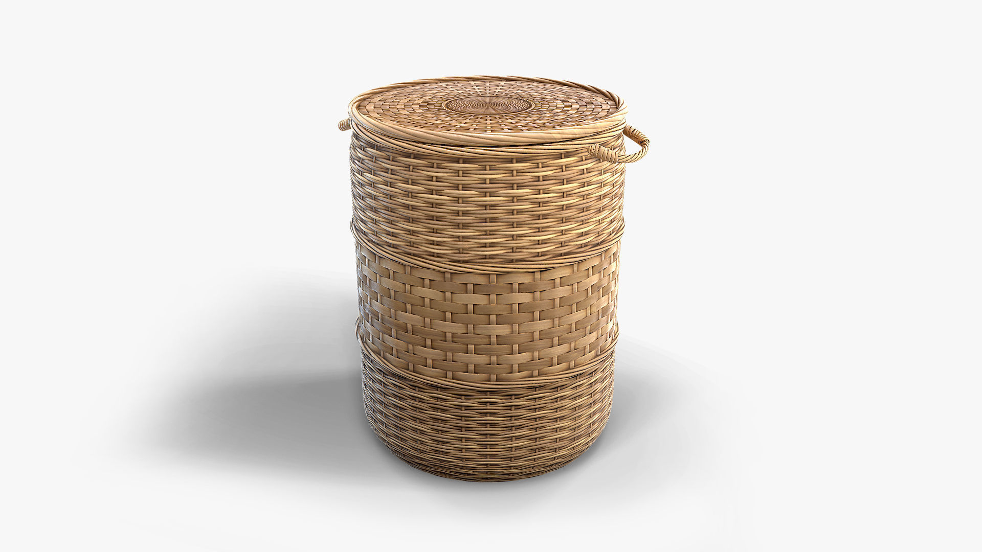 Basket Collection stack of wicker baskets Low-poly 3D model_7