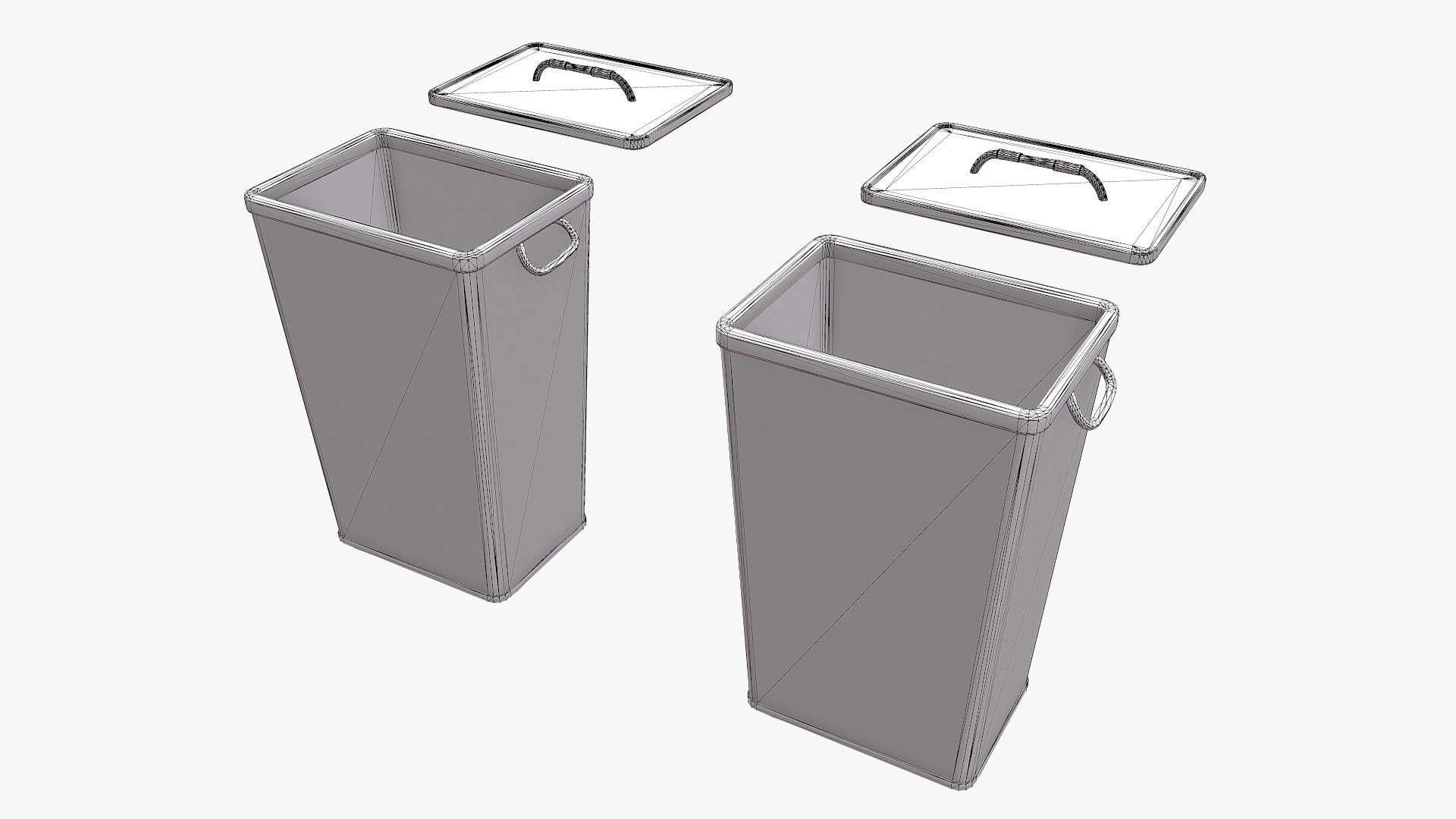 Basket Collection stack of wicker baskets Low-poly 3D model_22