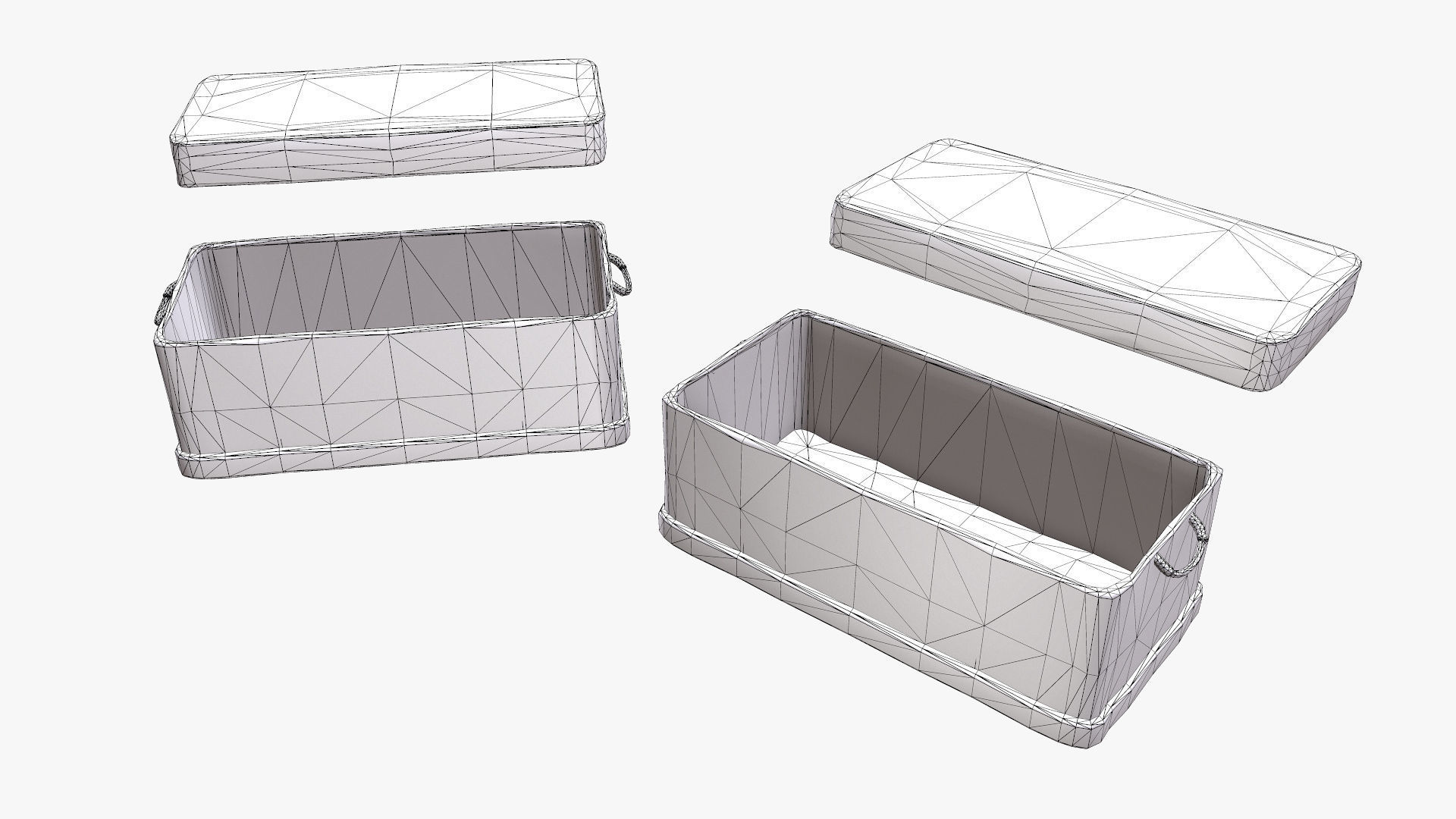 Basket Collection stack of wicker baskets Low-poly 3D model_20