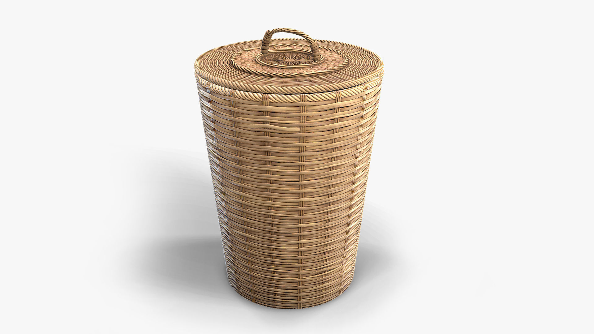 Basket Collection stack of wicker baskets Low-poly 3D model_2