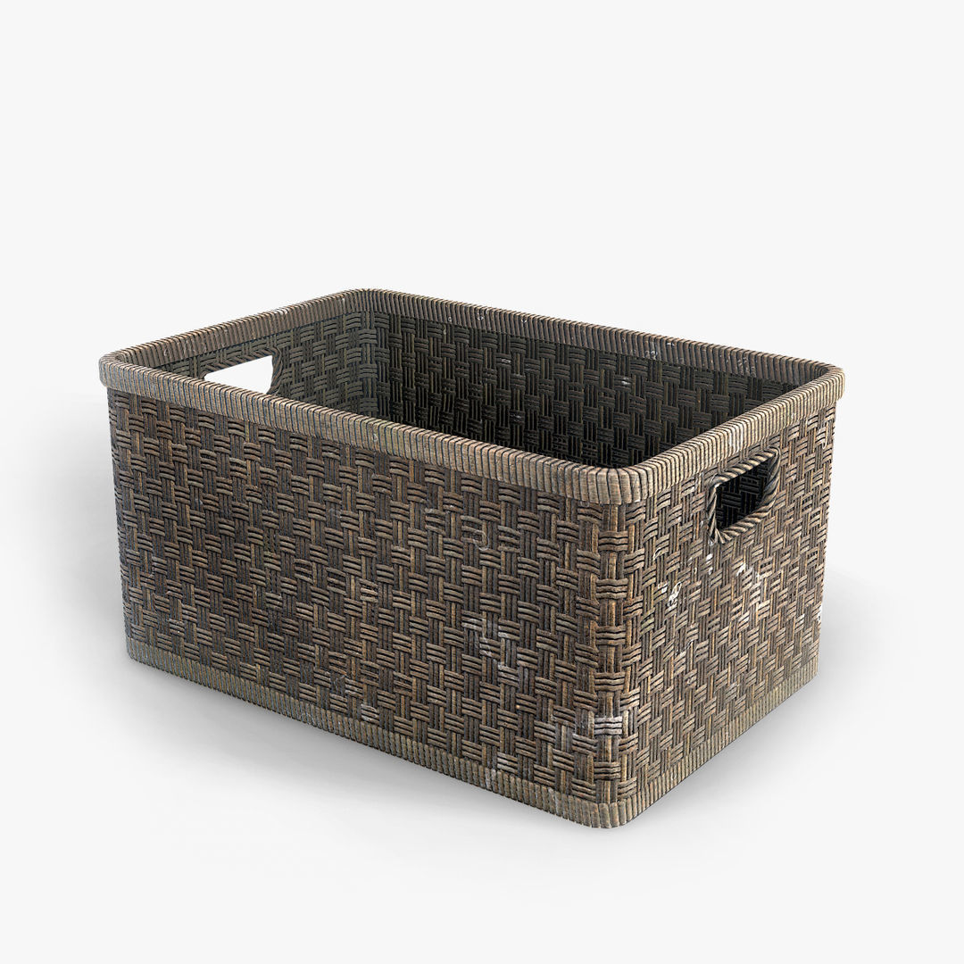 Basket Collection stack of wicker baskets Low-poly 3D model_16