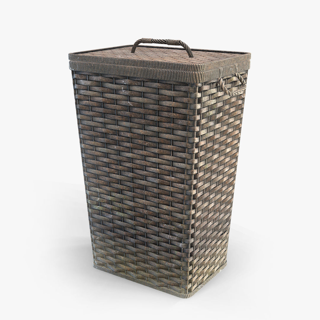 Basket Collection stack of wicker baskets Low-poly 3D model_3