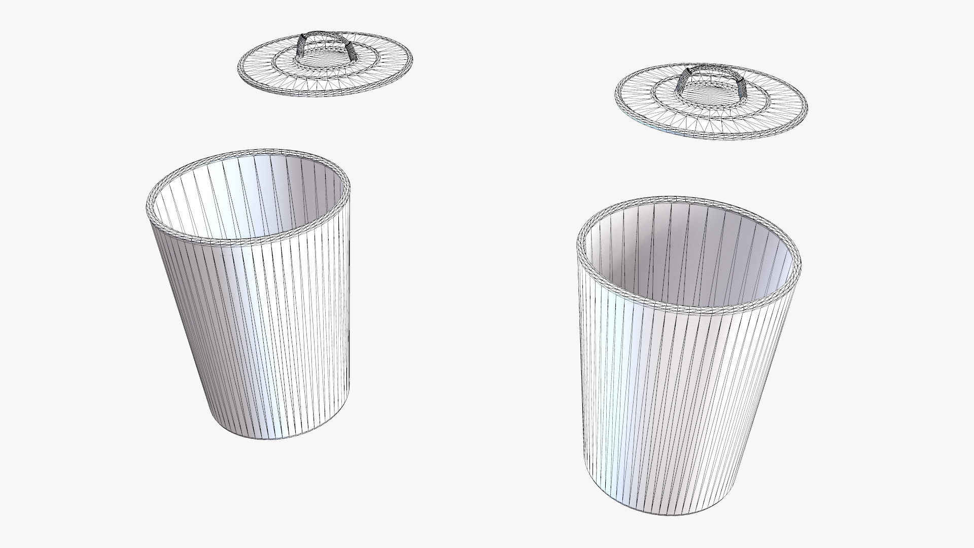 Basket Collection stack of wicker baskets Low-poly 3D model_19