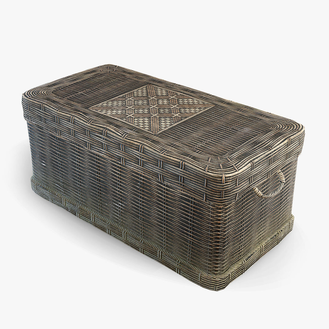 Basket Collection stack of wicker baskets Low-poly 3D model_15