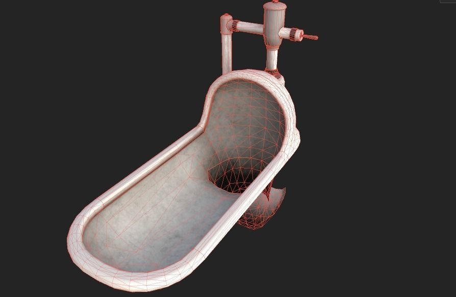 Toilet PBR 4K GameReady bathtub with pipe Low-poly 3D model_4