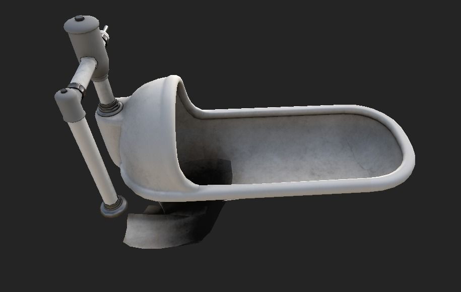 Toilet PBR 4K GameReady bathtub with pipe Low-poly 3D model_2