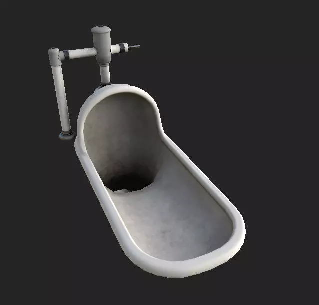 Toilet PBR 4K GameReady bathtub with pipe Low-poly 3D model_0