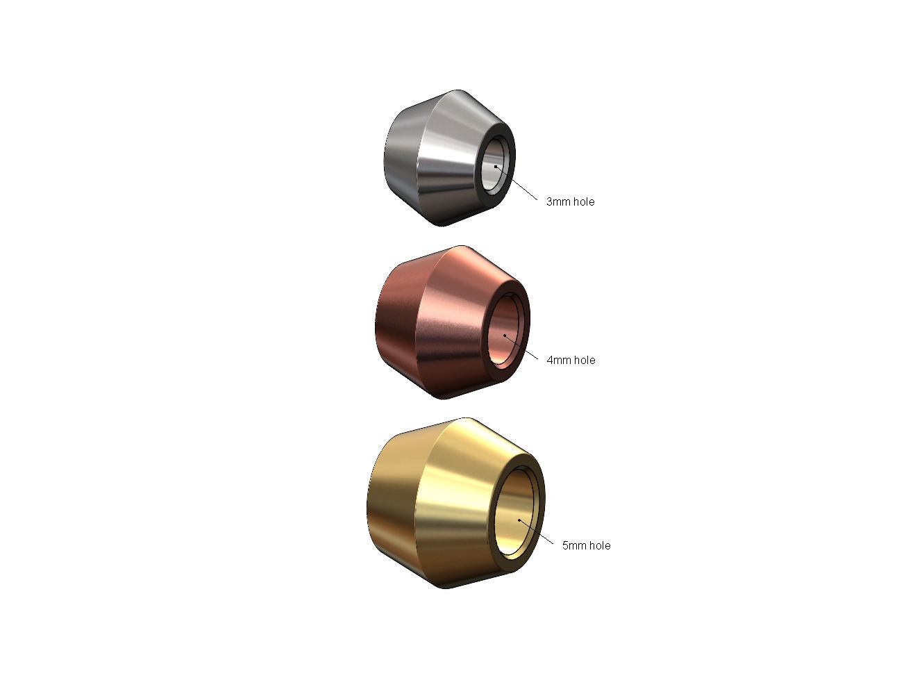 Simple conical bead and bracelet charm 3D print model_1