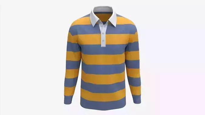 Long Sleeve Polo Shirt for Men Mockup 02 Colorful 3D model