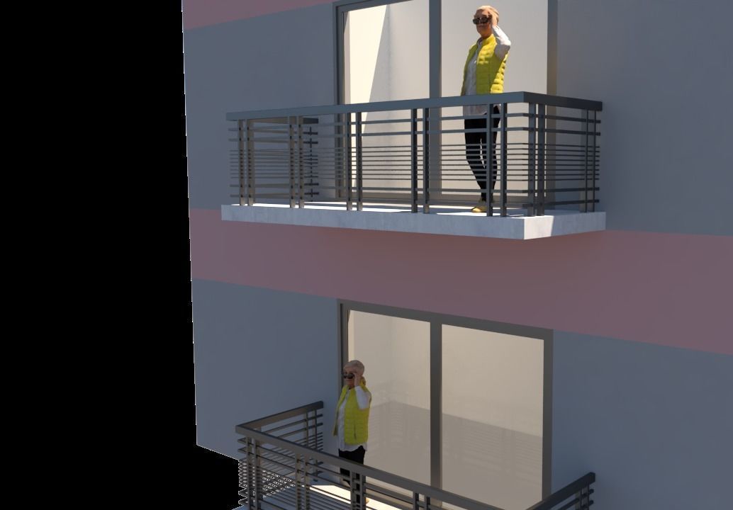 Steel Verandah railing 3D model Low-poly 3D model_2