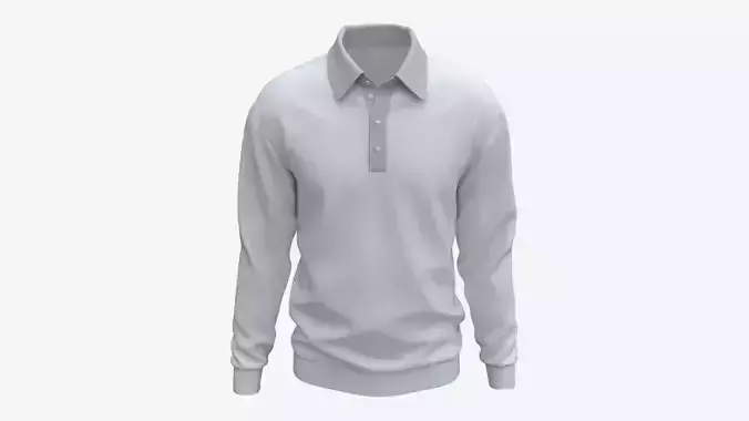 Long Sleeve Polo Shirt for Men Mockup 03 White