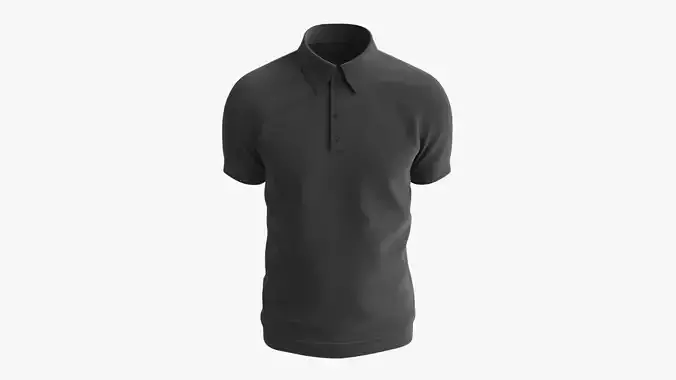 Short Sleeve Polo Shirt for Men Mockup 02 Black