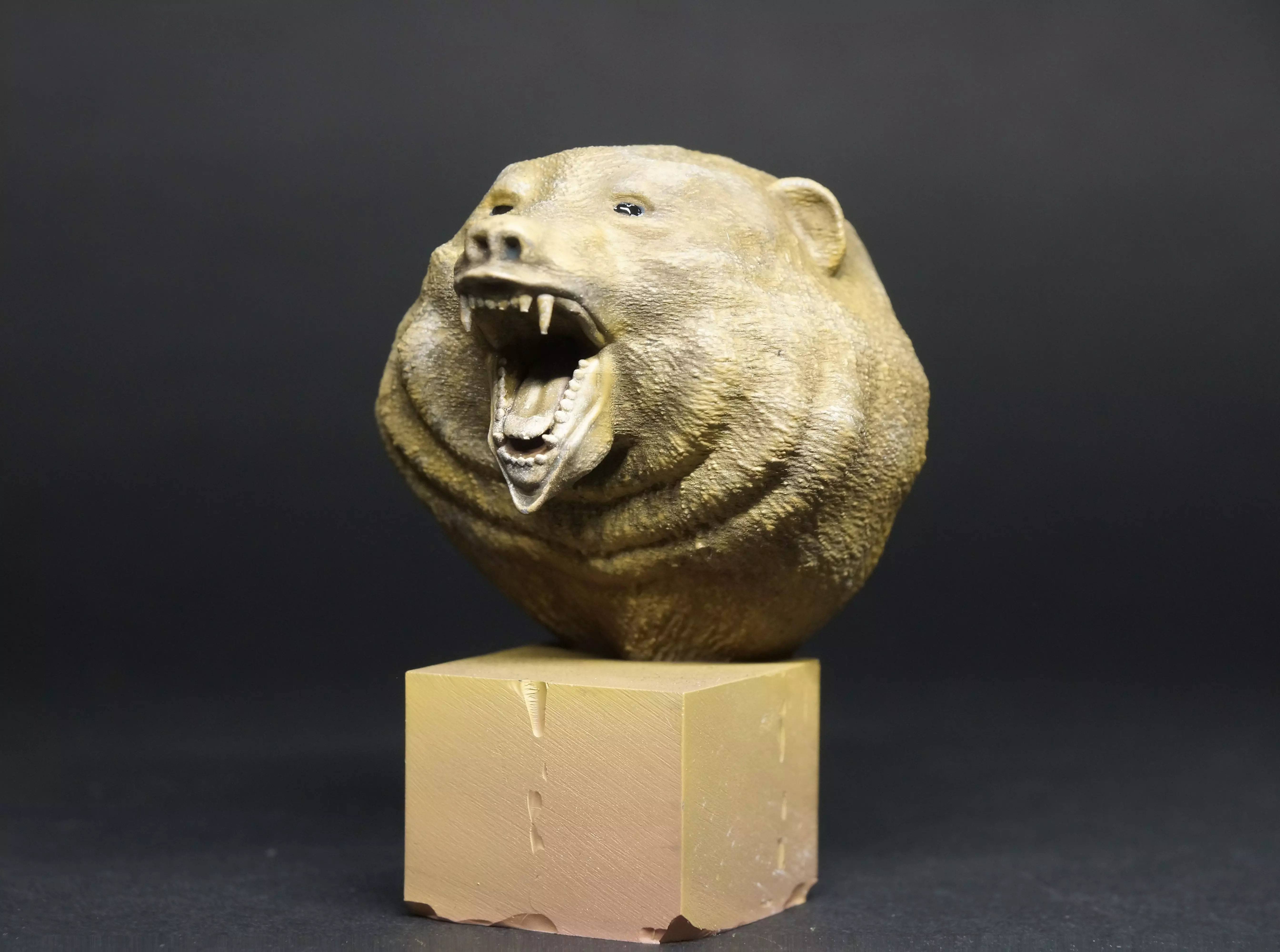 bear 3D print model bronze bust 3D print model