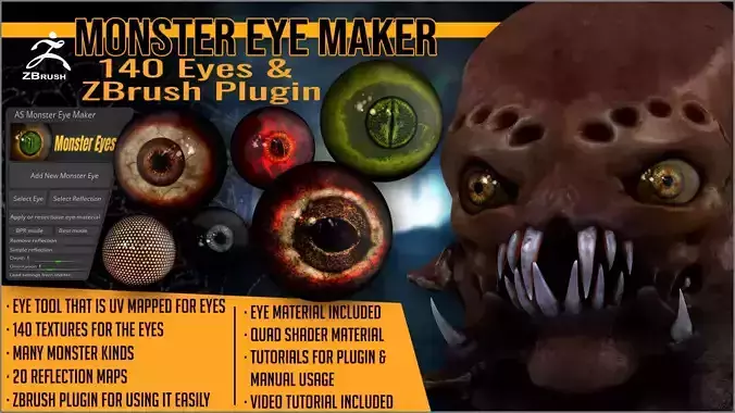 Monster Eye Maker 140 Eyes and ZBrush Plugin 3D model