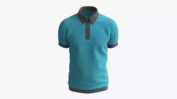 Short Sleeve Polo Shirt for Men Mockup 02 Blue