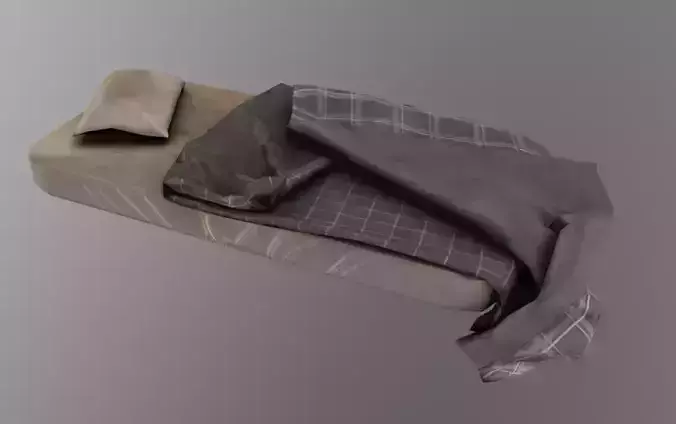 Bed PBR 4K GameReady with pillows and blankets