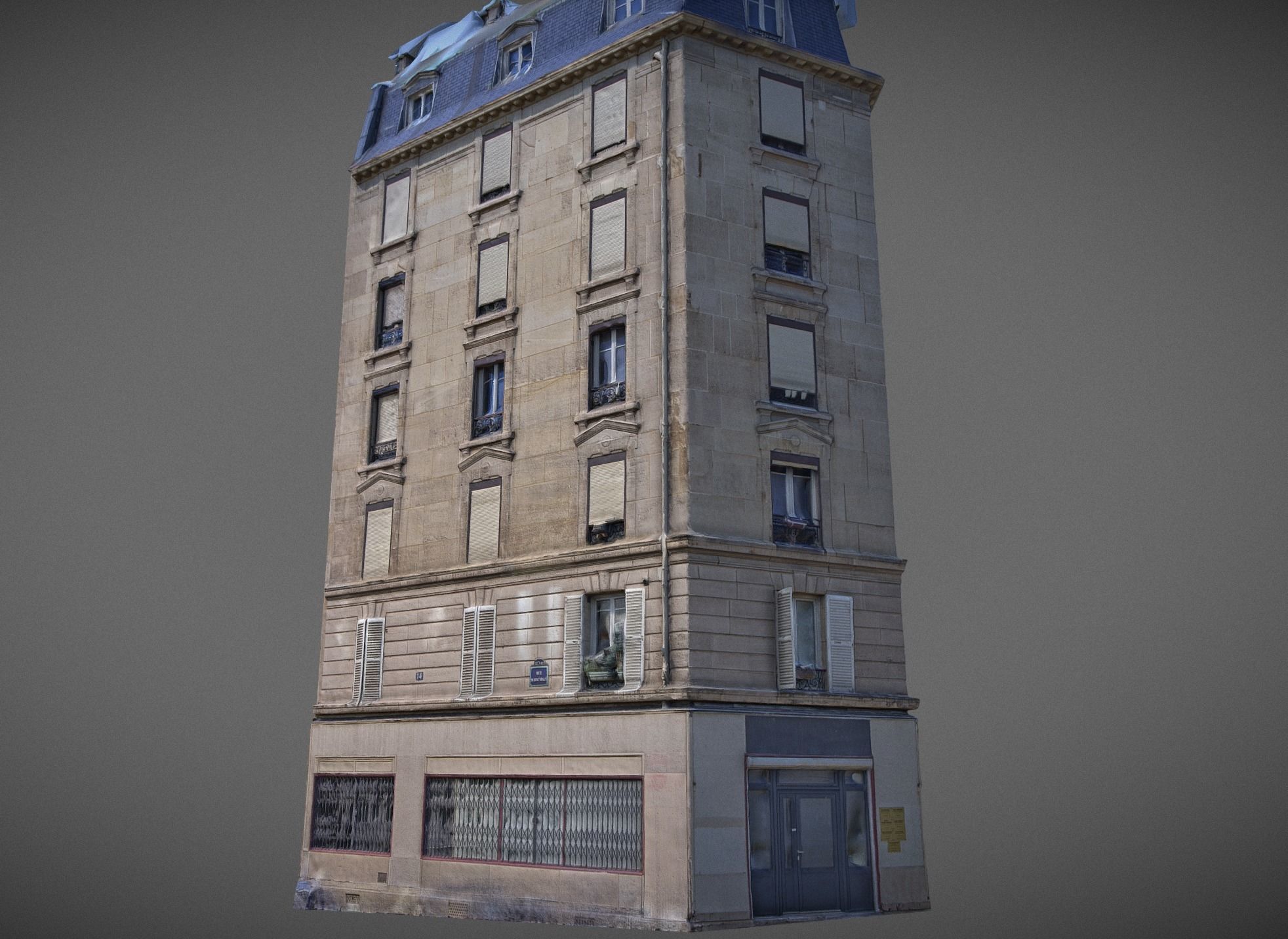 Paris building facade 02 3D model_2