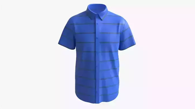 Short Sleeve Shirt for Men Mockup Blue Stripes