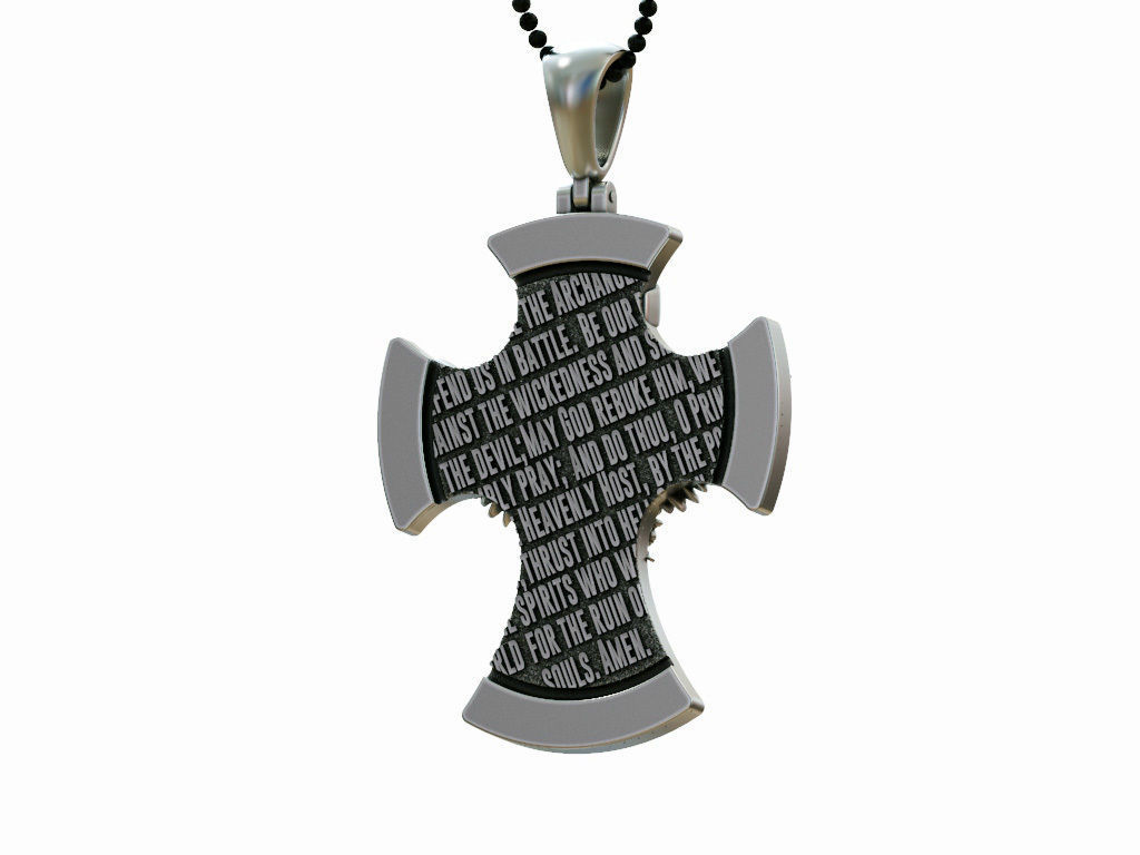 Cross Saint Michael the Archangel with Prayer 3D print model_9