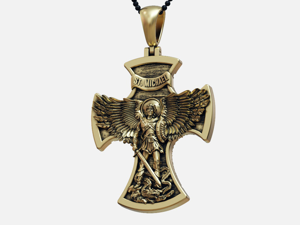 Cross Saint Michael the Archangel with Prayer 3D print model_6
