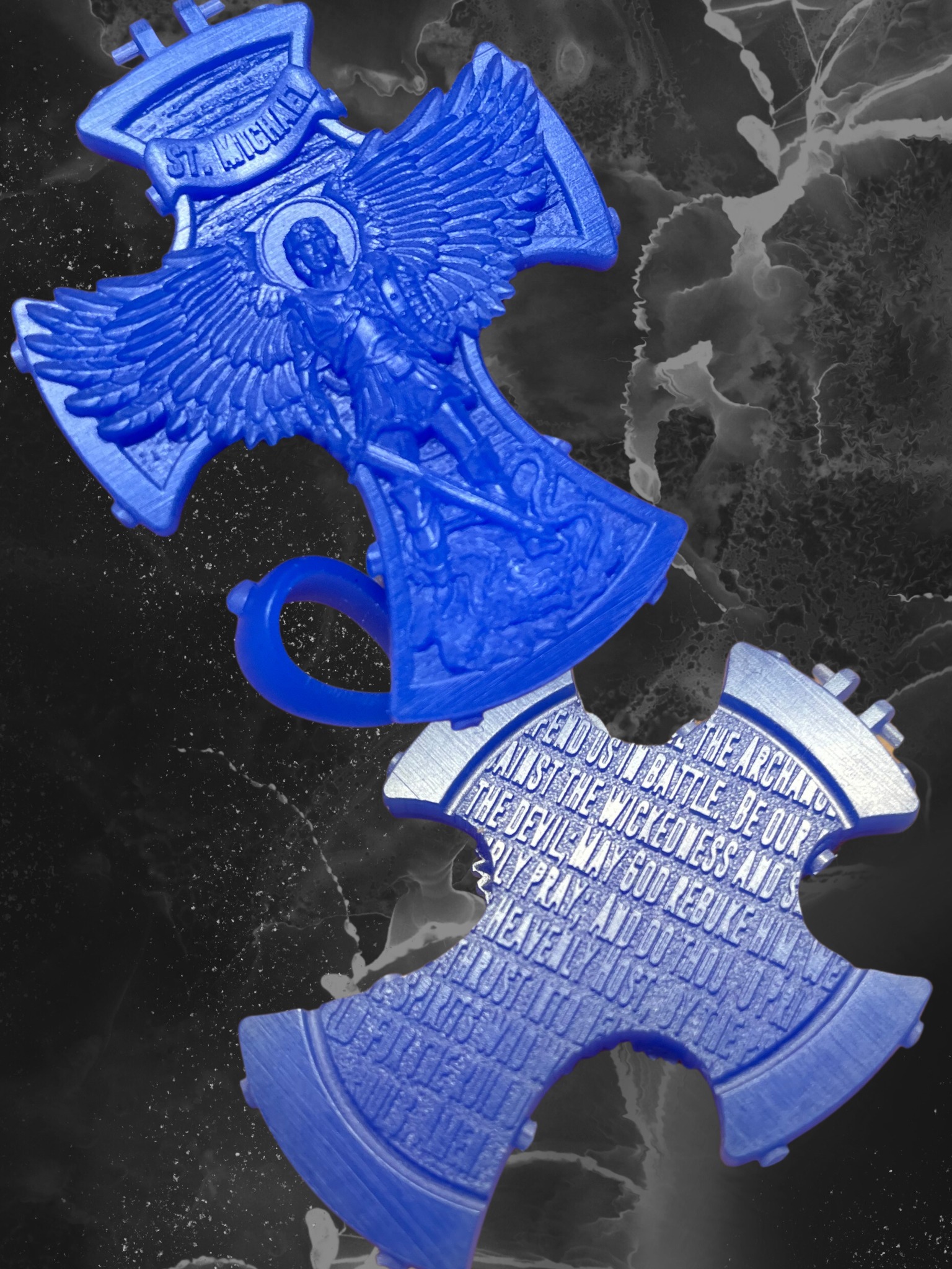 Cross Saint Michael the Archangel with Prayer 3D print model_10