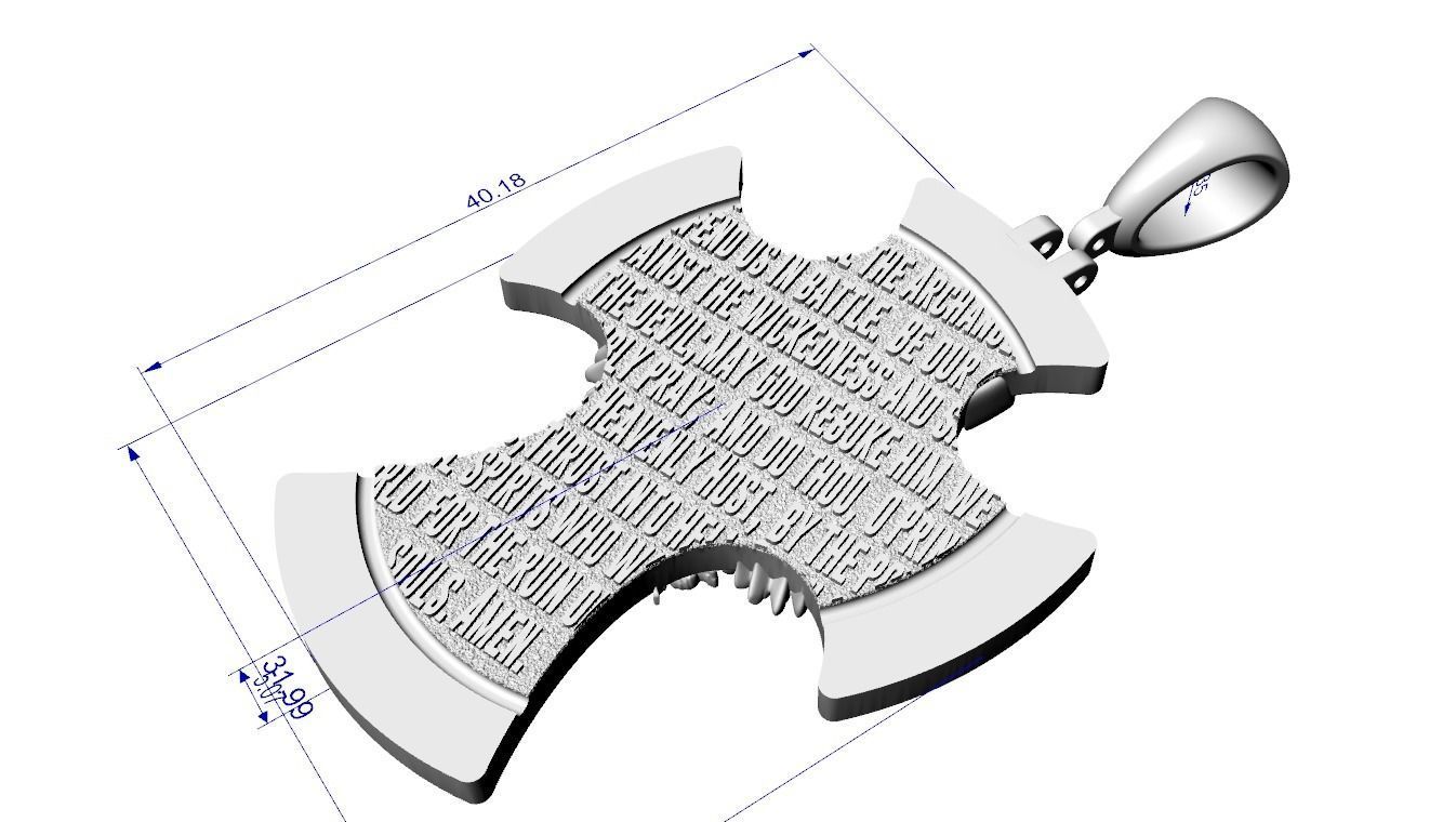 Cross Saint Michael the Archangel with Prayer 3D print model_15