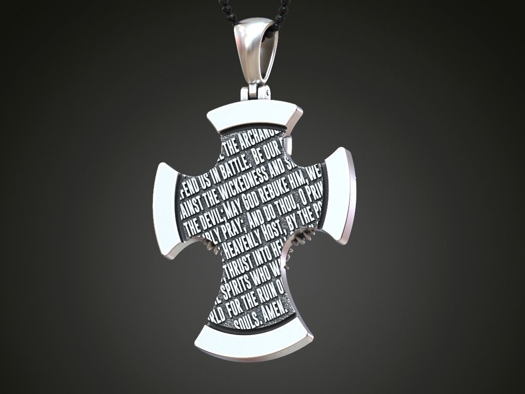 Cross Saint Michael the Archangel with Prayer 3D print model_2