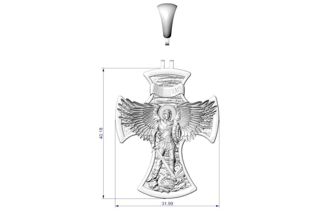 Cross Saint Michael the Archangel with Prayer 3D print model_13