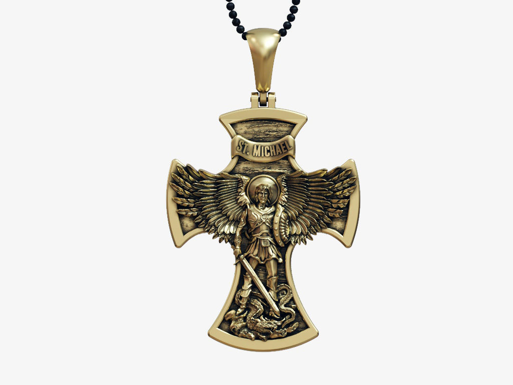 Cross Saint Michael the Archangel with Prayer 3D print model_5