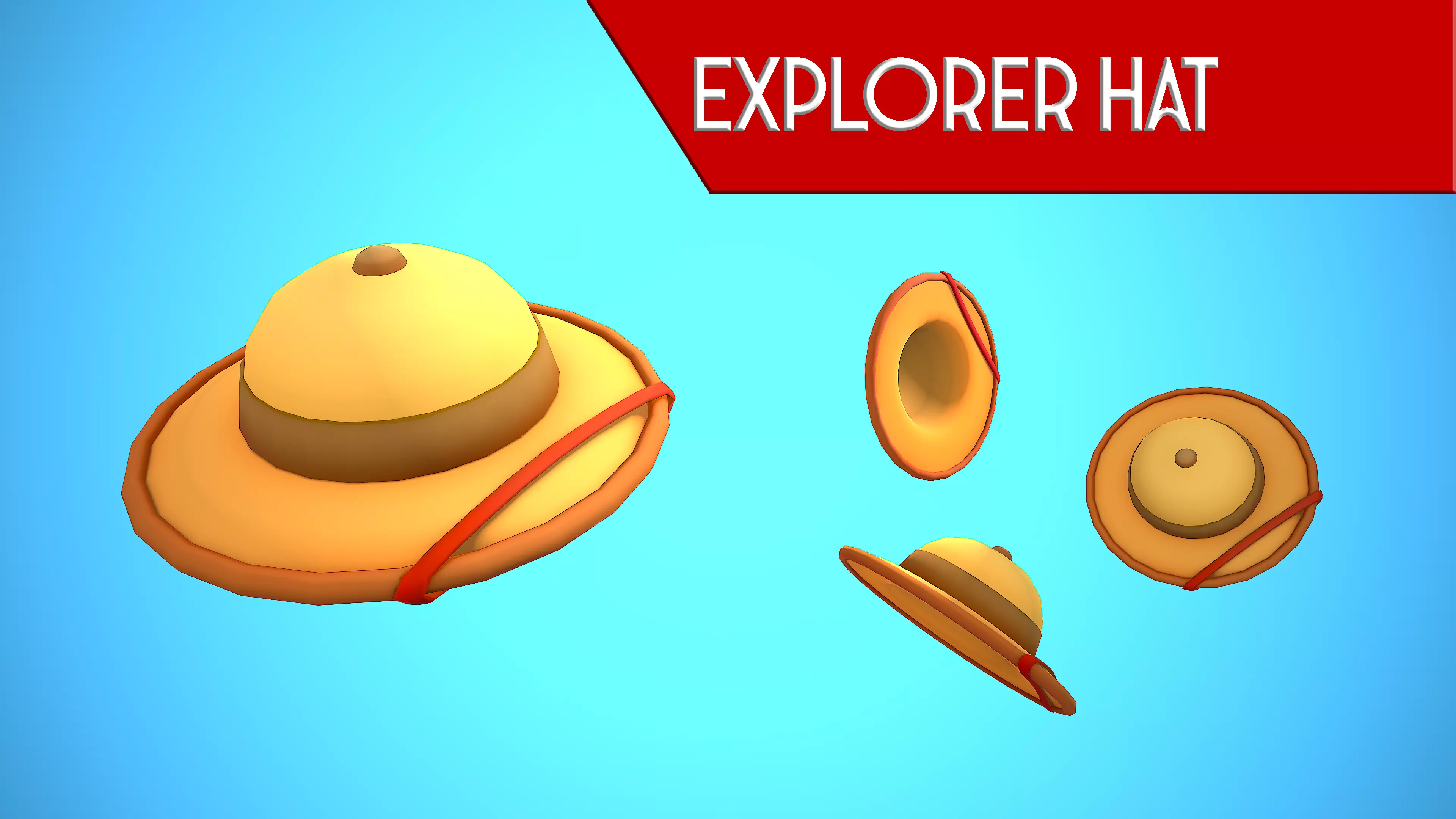 EXPLORER HAT CARTOON STYLIZED Low-poly 3D model