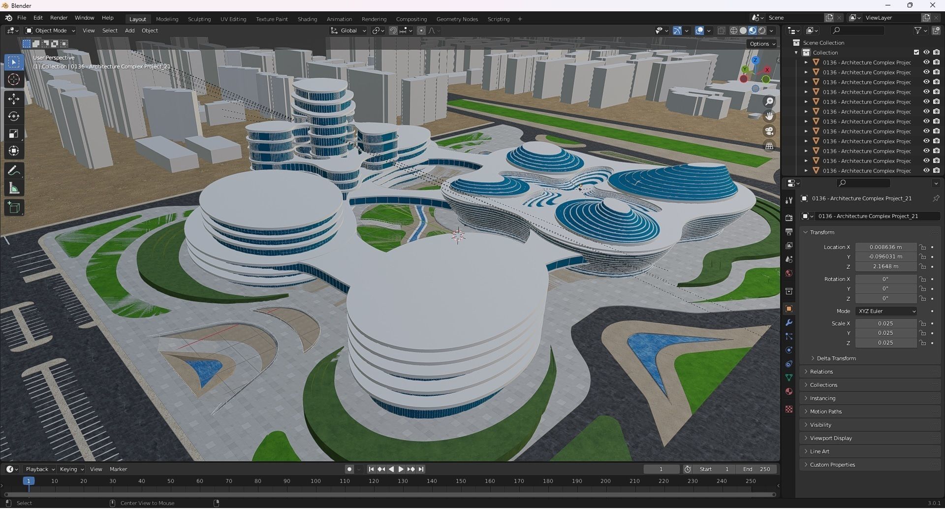 0136 - Architecture Complex Project - 2Ds Drawing - 3Ds Files 3D model_33