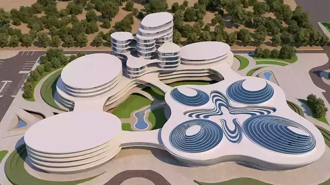0136 - Architecture Complex Project - 2Ds Drawing - 3Ds Files 3D model