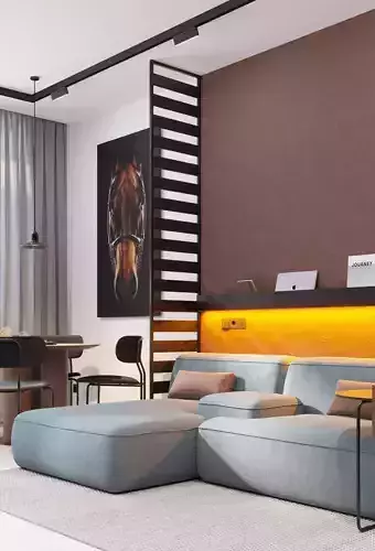 GolfStream modern living room with horse on wall 3D model