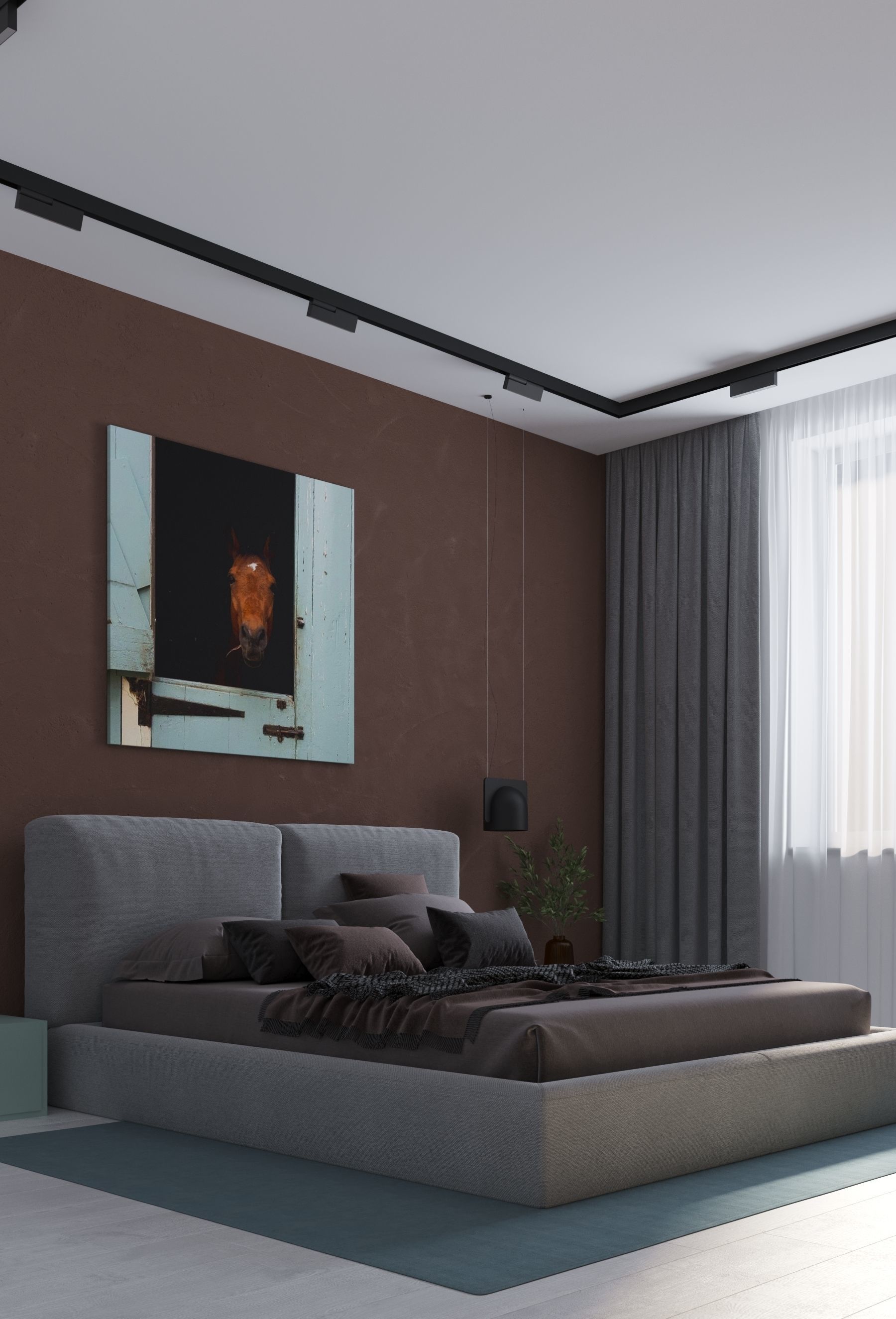 GolfStream modern living room with horse on wall 3D model_37