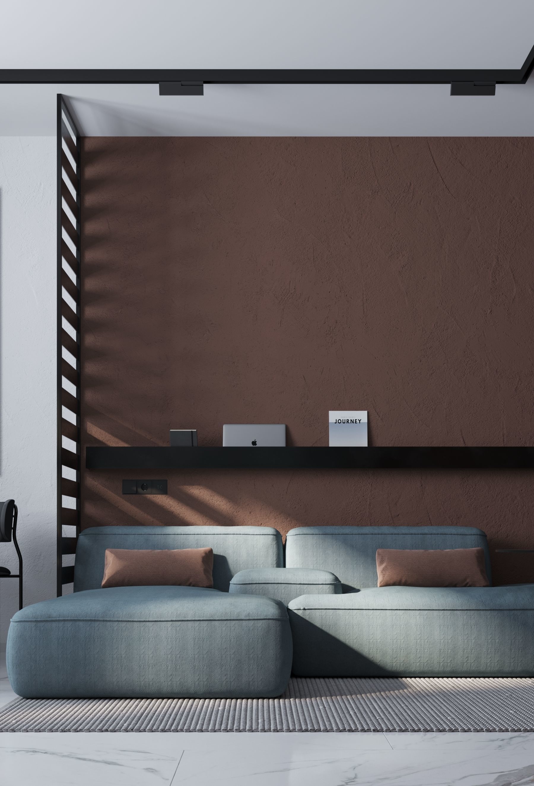 GolfStream modern living room with horse on wall 3D model_5