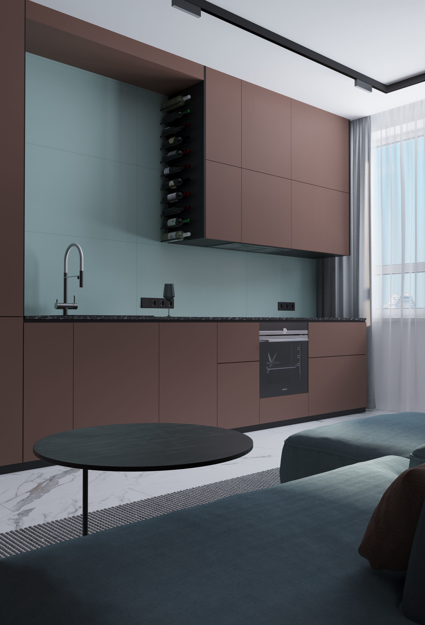 GolfStream modern living room with horse on wall 3D model_10