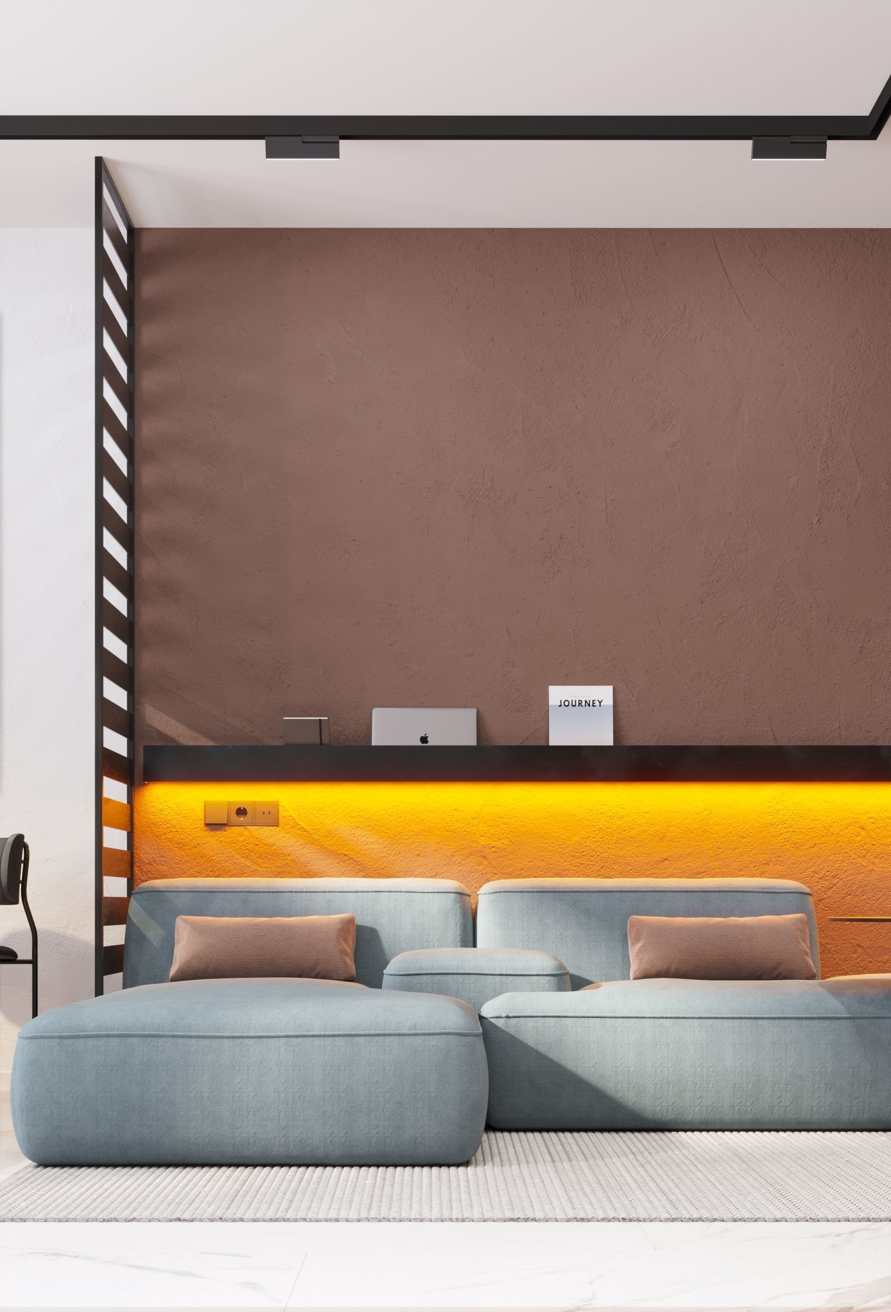 GolfStream modern living room with horse on wall 3D model_4